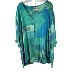 Tienda Ho Women's Asymmetric open Blouse Multicolor Geometric Casual